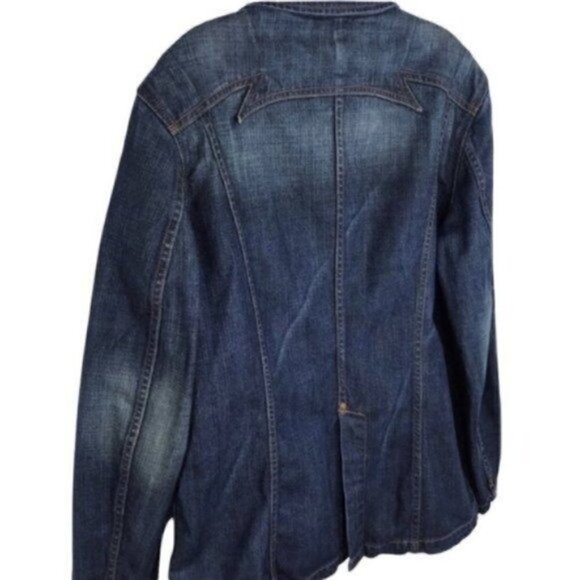 Parasuco denim cult button up blue jean jacket size  Large style :9803GP Pockets - Picture 3 of 8